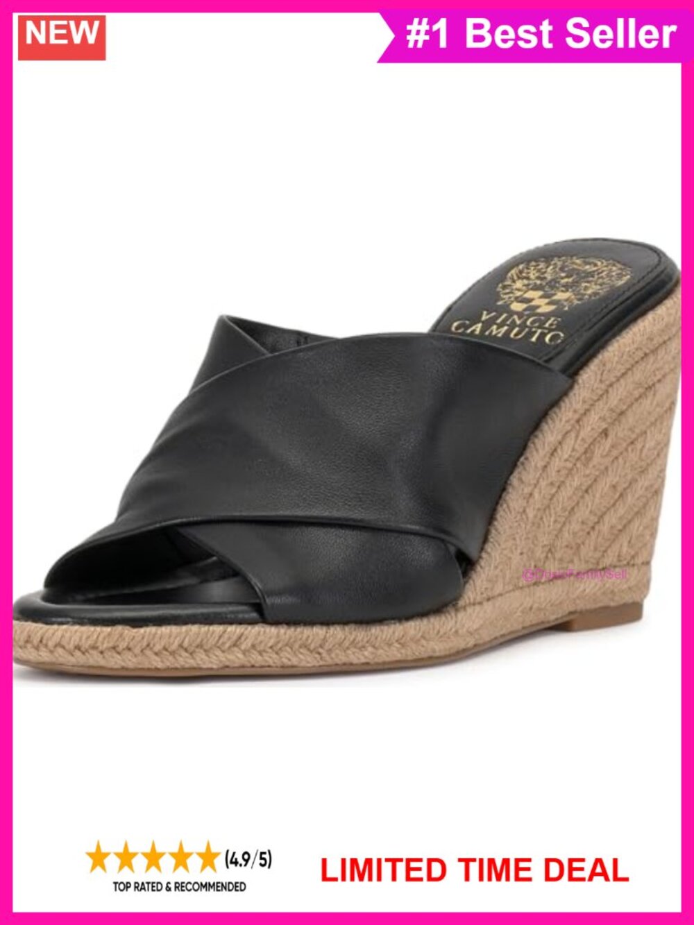 Espadrille Wedge Sandals Leather Cross Band Slip On Open Toe